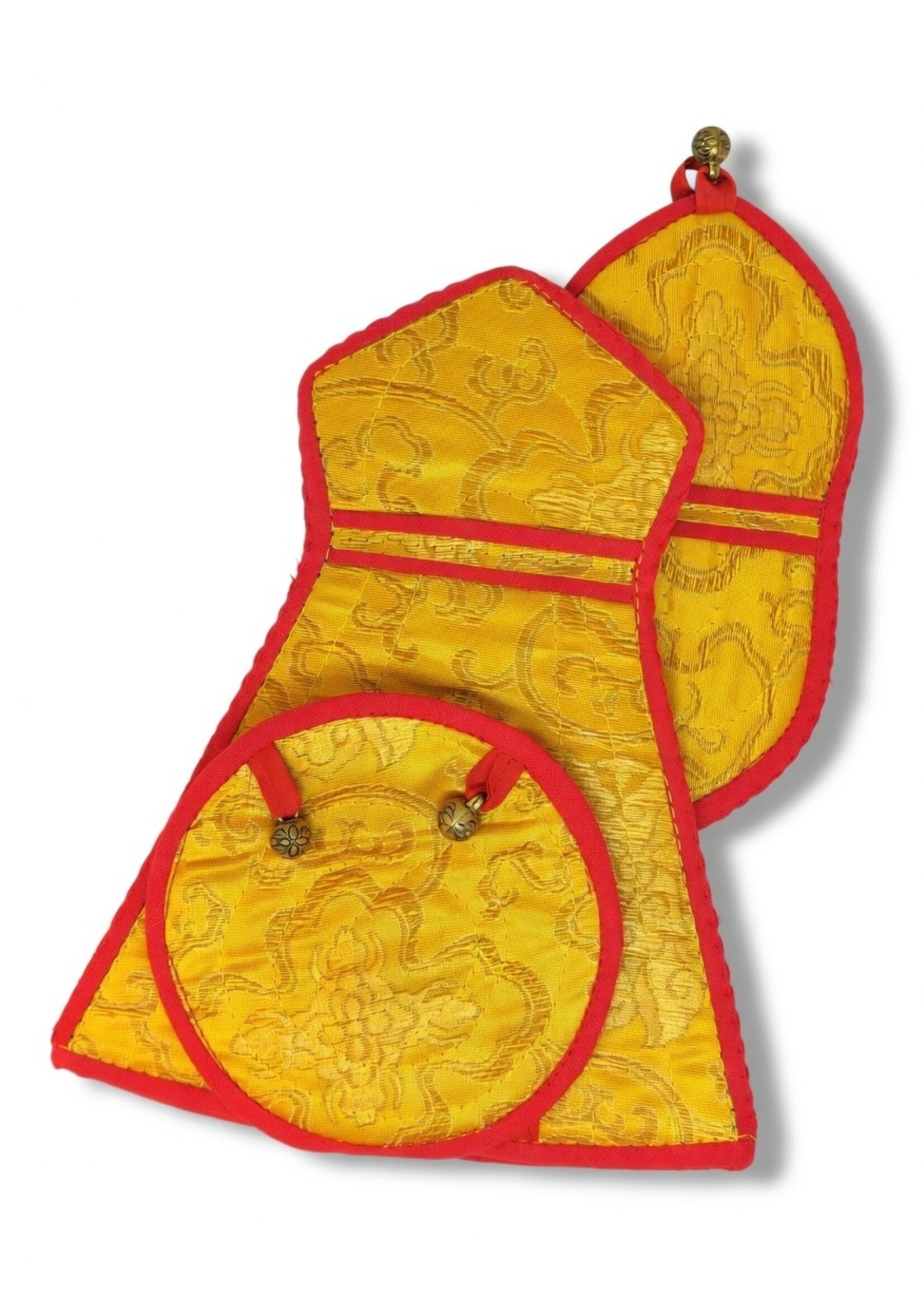 Custodia tibetana campana e dorje, seta broccato