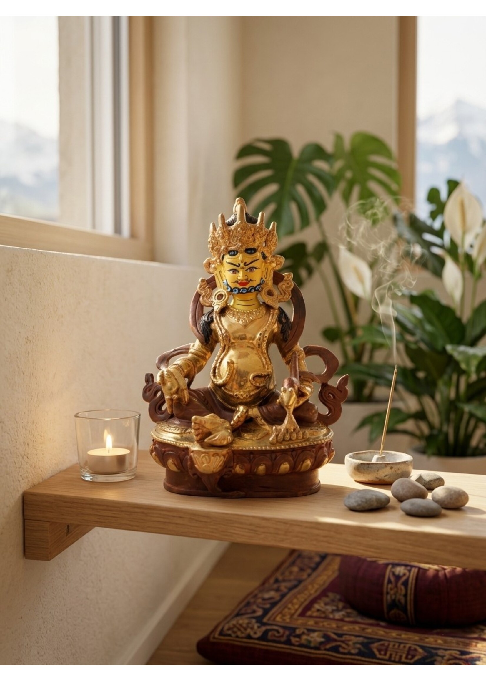 Tibetische Zambala Statue handgefertigt Kupfer Bronze vergoldet