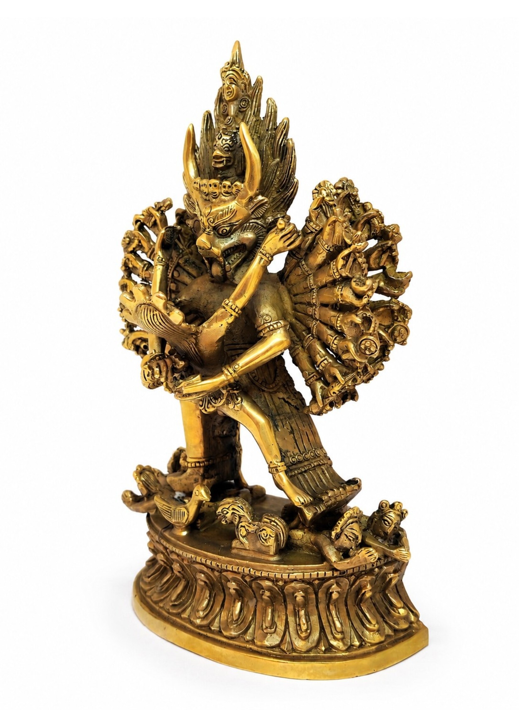 Tibetan Shinjé Shed Yab-Yum Statue, Yamantaka and Vajravārāhī in Union, 18cm