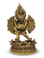 Statua tibetana Shinjé Shed Yab-Yum – Yamantaka e Vajravārāhī in unione, 18cm
