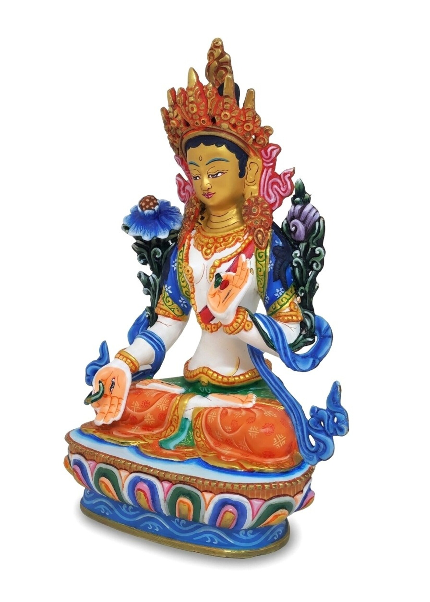 Weisse Tara Statue, handbemalt