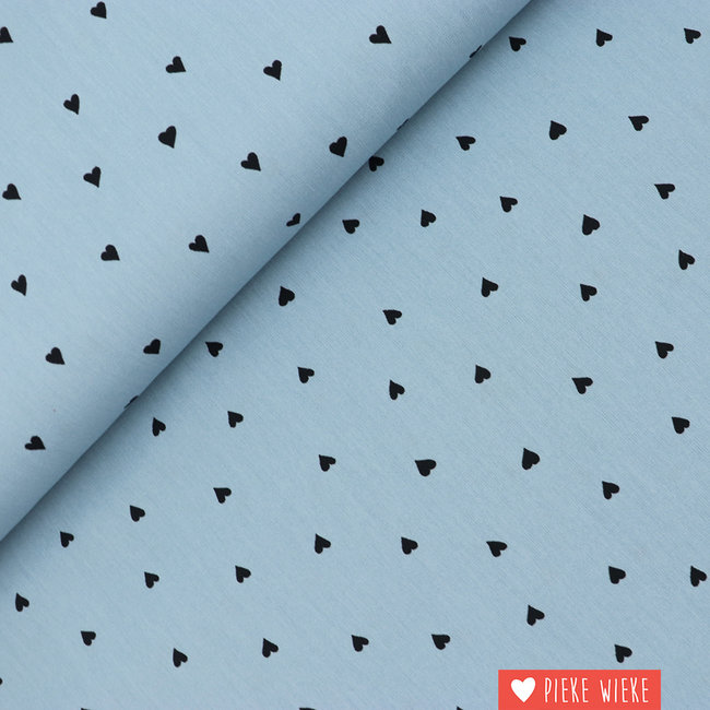 Poppy Cotton brushed Hearts Blue