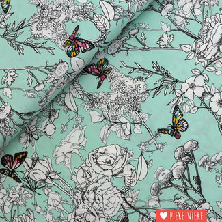 Art Gallery Cotton Colourful butterfly Mint