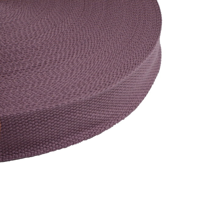 Katoenen tassenband Uni Smokey aubergine - per meter