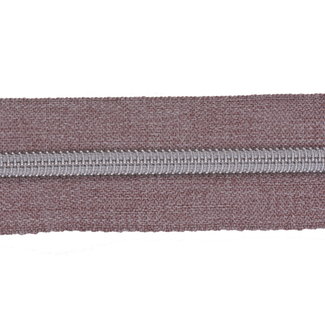 Zipper zoo Clearance Zipper-by-the-yard Denim look Mauve with Silver - per meter