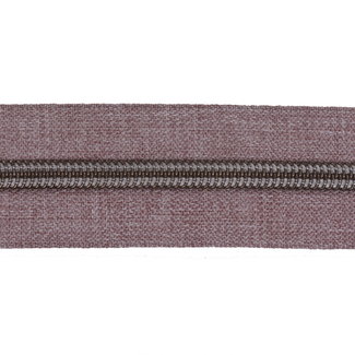 Zipper zoo Clearance Zipper-by-the-yard Denim look Mauve with Black nickel - per meter