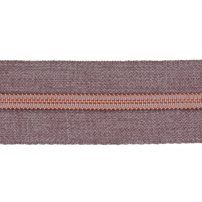 Zipper zoo Clearance Zipper-by-the-yard Denim look Mauve with Rose gold - per meter