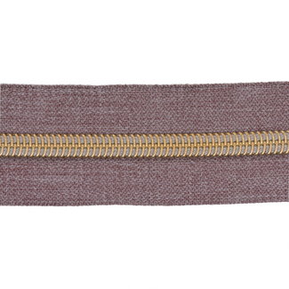 Zipper zoo Clearance Zipper-by-the-yard Denim look Mauve with Gold - per meter