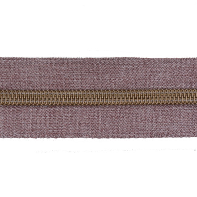 Nylon Zipper-by-the-yard Denim look Mauve with Anti-brass