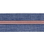 Nylon Zipper-by-the-yard Denim look Blue with Rose gold
