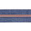 Zipper zoo Opruiming Rits-op-rol Denim look Blauw met Rosé goud - per meter