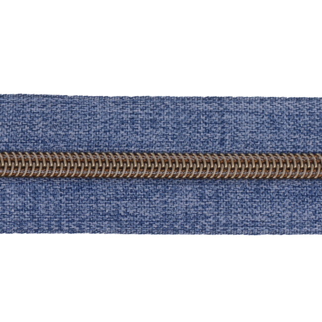 Nylon Zipper-by-the-yard Denim look Blue with Anti-brass