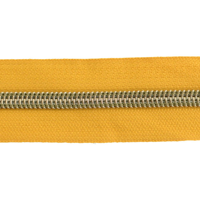 Nylon Zipper-by-the-yard Ochre with Shiny anti-brass #5