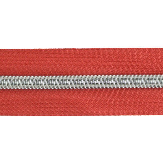 SO Zipper-by-the-yard Red with Silver #5