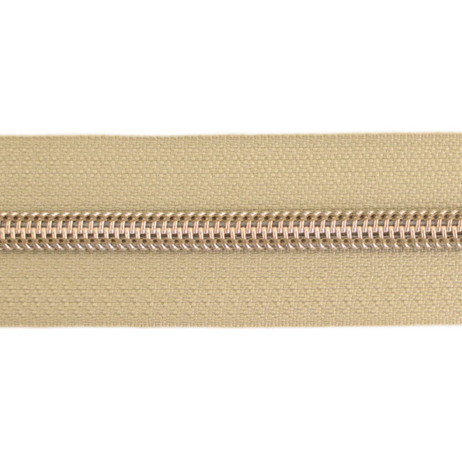 Nylon Zipper-by-the-yard Beige with Shiny anti-Brass #5