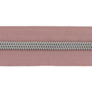SO Zipper-by-the-yard Dusty pink with Silver #5
