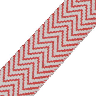 Clearance Webbing Zigzag Ivory - Red 38mm - Last 3m