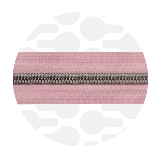 Nylon Zipper-by-the-yard Light pink with Black nickel #5