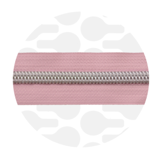 Zipper zoo Clearance Zipper-by-the-yard Light pink with Silver #5 - per meter