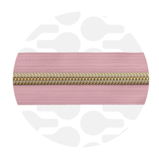 Zipper zoo Clearance Zipper-by-the-yard Light pink with Gold #5 - per meter