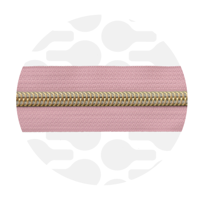 Nylon Zipper-by-the-yard Light pink with Gold #5