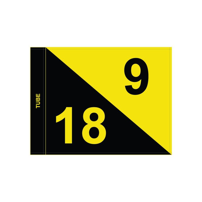 GolfFlags Golffahnen, semaphore, nummeriert, schwarz - gelb