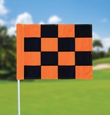 GolfFlags Golffahne, karriert, schwarz - orange