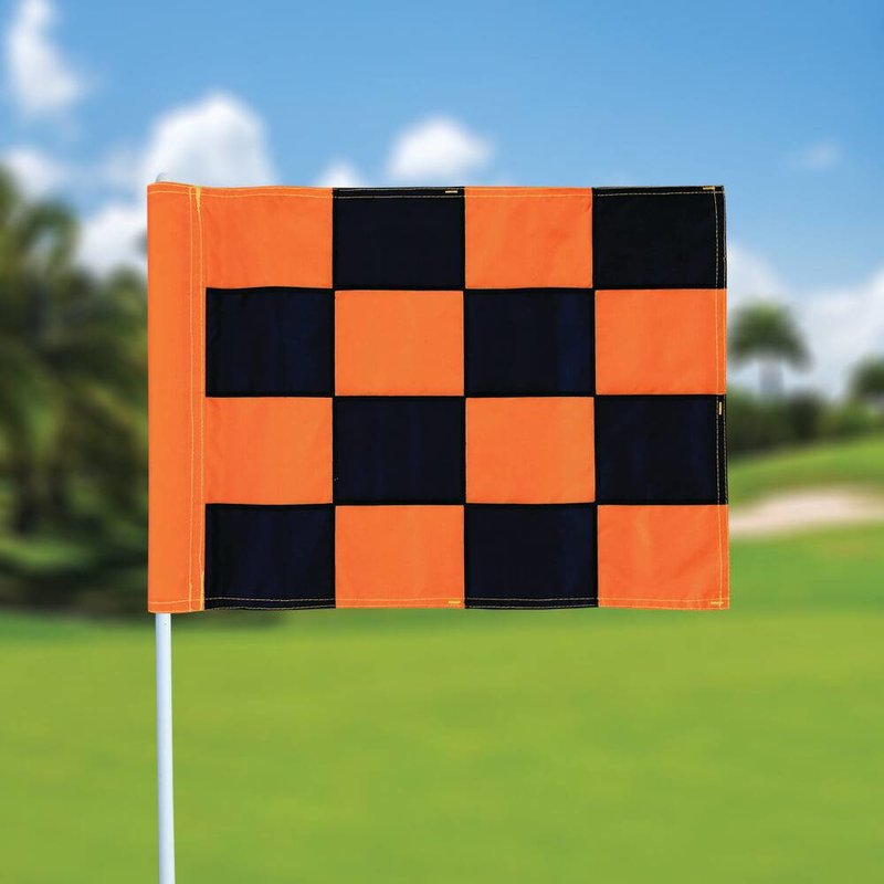 GolfFlags Golfvlag, checkered, zwart - oranje