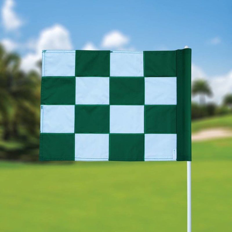 GolfFlags Golfvlag, checkered, wit - groen