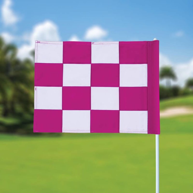 GolfFlags Golffahne, karriert, weiß - pink