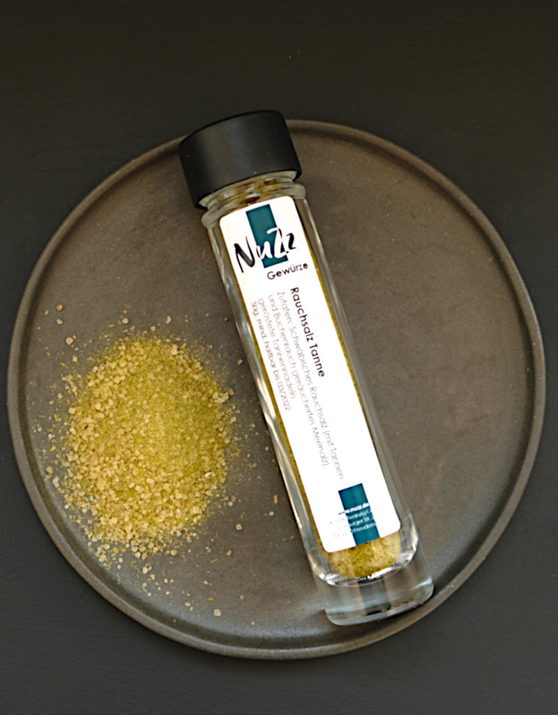 NuZz Smoked sea salt enriched with slightly roasted fir needles