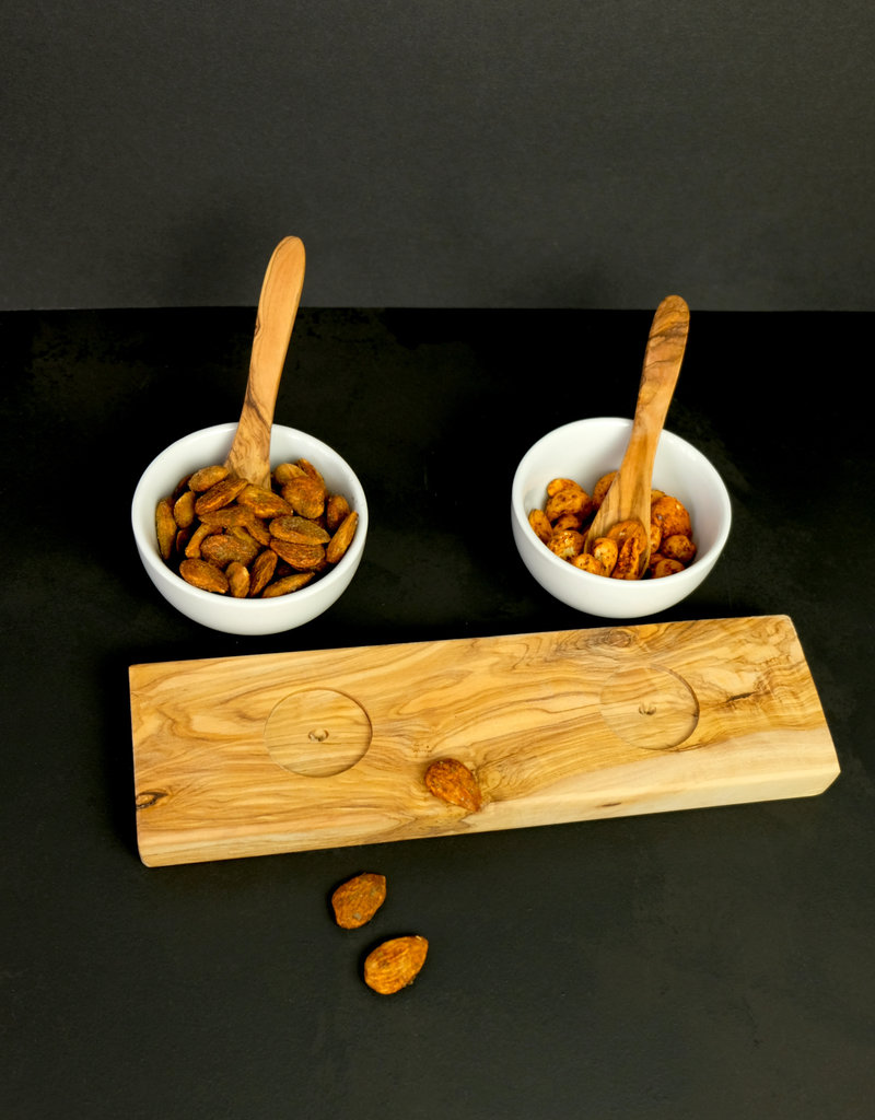 Bowls on olive wood with spoons