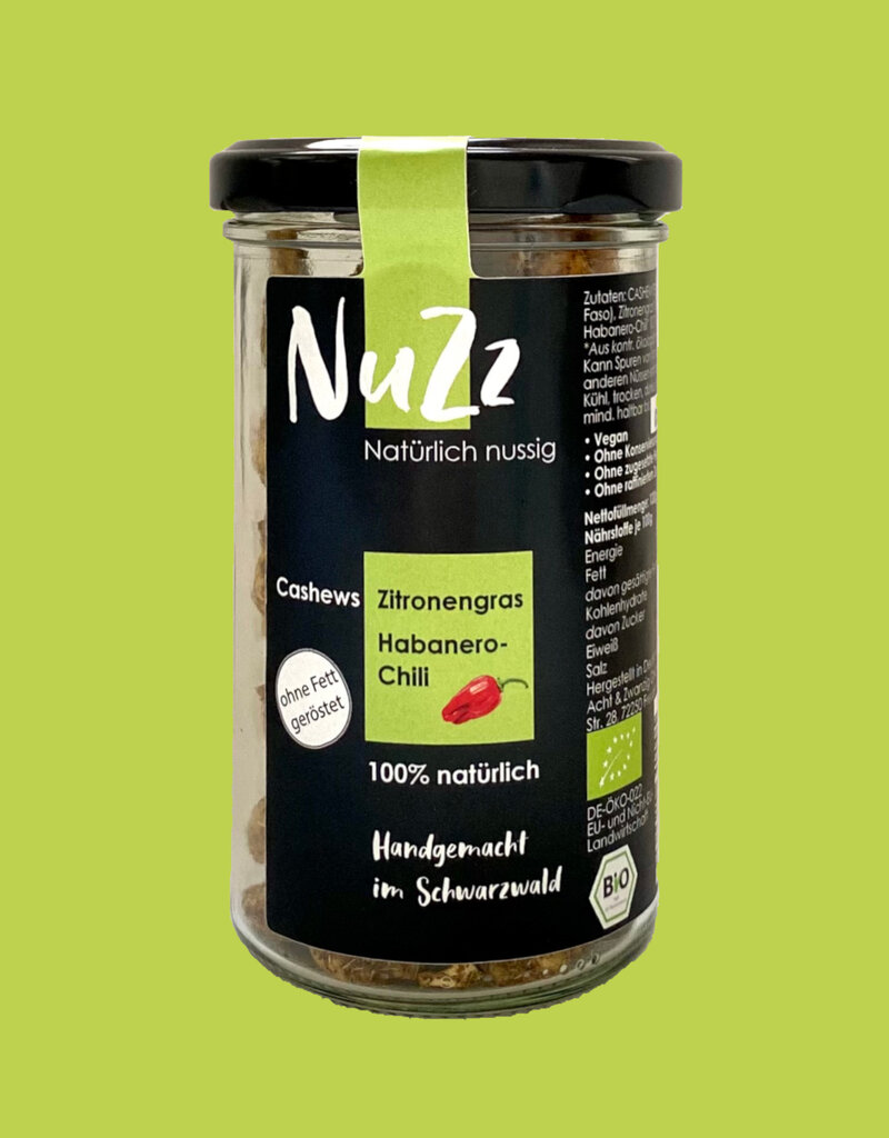 NuZz Roasted Organic Cashews with Lemon Gras and Habanero Chili