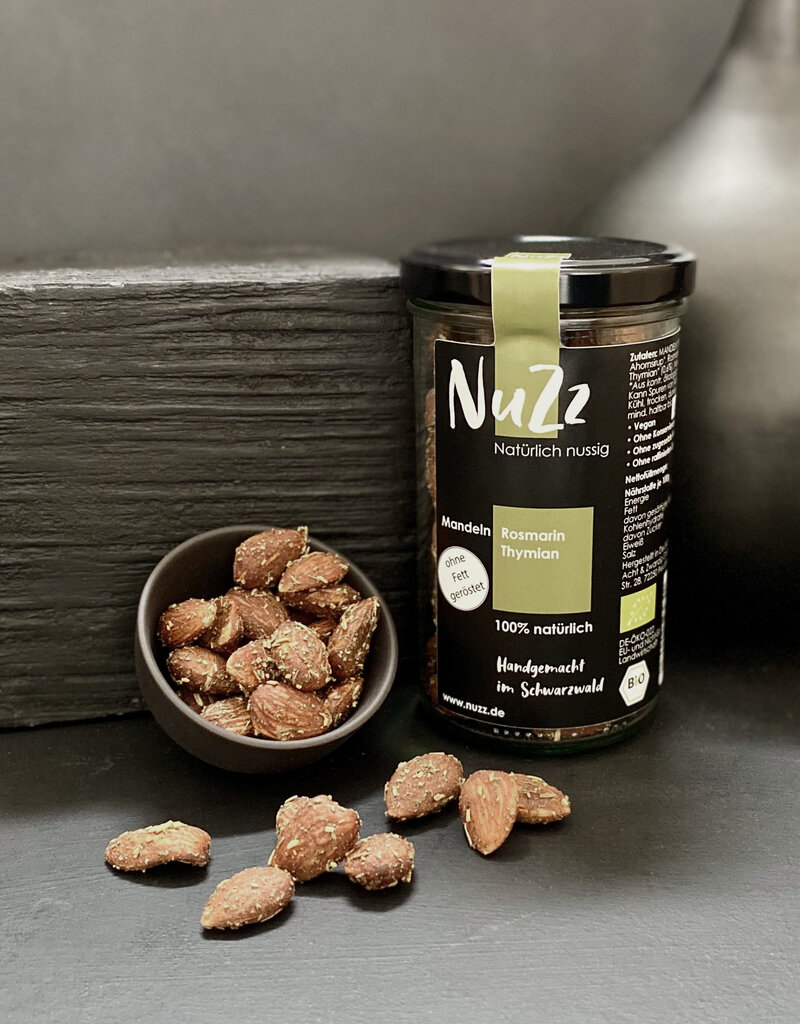 NuZz Almonds combined with Rosemary, Thyme and Maple Syrup