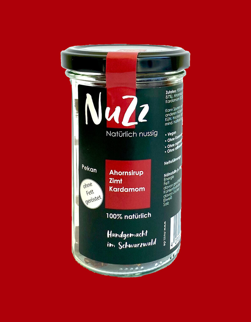 NuZz Pekan mit leicht karamellisiertem Ahornsirup, Zimt und Kardamom
