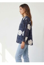 BY ELLE ET MOI BLOUSE OVERSIZED MARINEBLAUWE BLOEM
