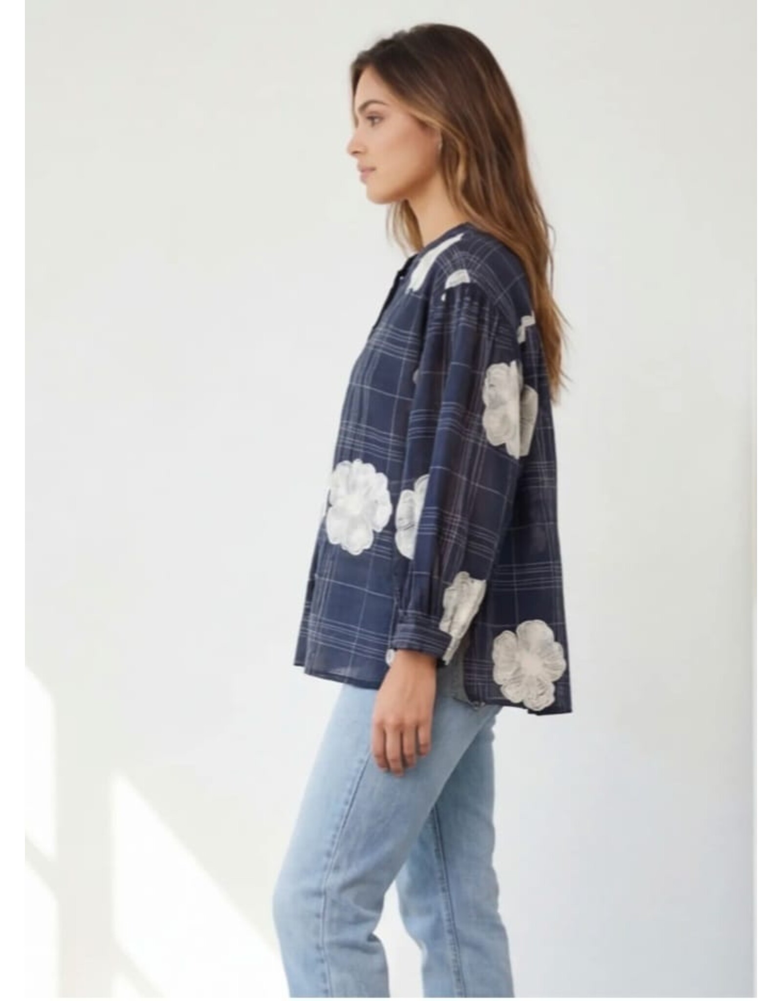 BY ELLE ET MOI BLOUSE OVERSIZED MARINEBLAUWE BLOEM