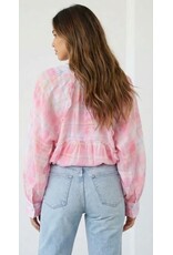 BY ELLE ET MOI BLOUSE ROOS EN BLAUWE RUITEN