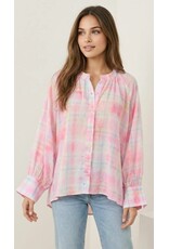 BY ELLE ET MOI BLOUSE ROOS EN BLAUWE RUITEN