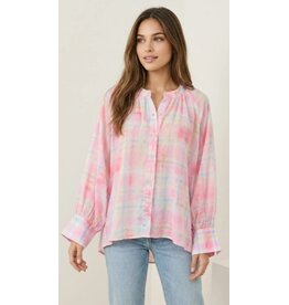 BY ELLE ET MOI BLOUSE ROOS EN BLAUWE RUITEN