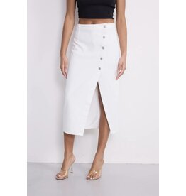 BY ELLE ET MOI DENIM ROK MET SPLIT EN KNOPSLUITING