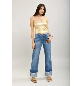 BY ELLE ET MOI TRENDY WIDE LEG JEANS MET OMSLAGDETAIL