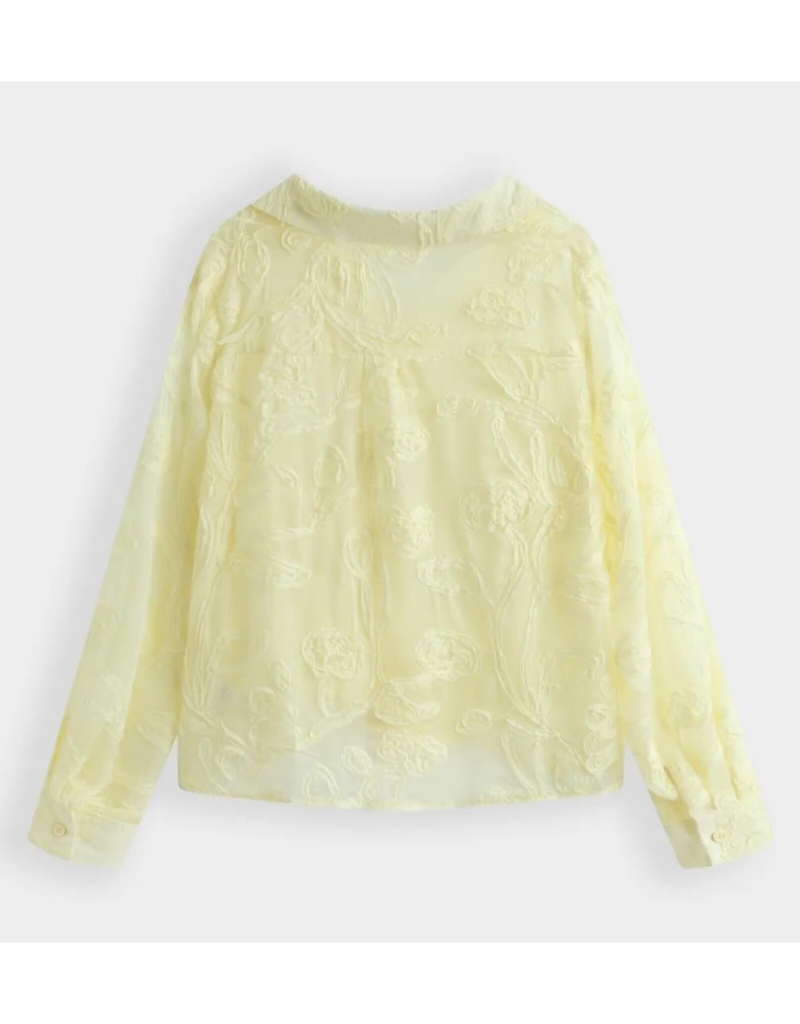 BY ELLE ET MOI BLOUSE GEEL JAQUARD STRUCTUUR