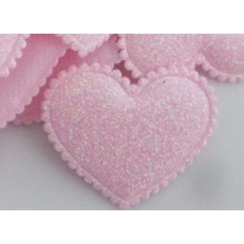 Embleem Hart 38x45mm Lichtroze 2st.