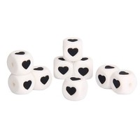 Kubus kraal hart siliconen 12mm 3st.
