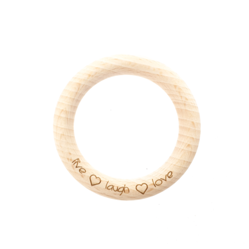 Houten Bijtring live laugh love met hartjes 70mm Marlaine Houten Bijtring live laugh love met hartjes 70mm