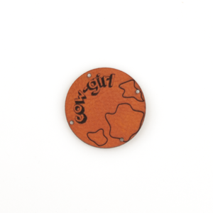 Leren label 'Cow girl' rond 35mm Chestnut  - 2 stuks