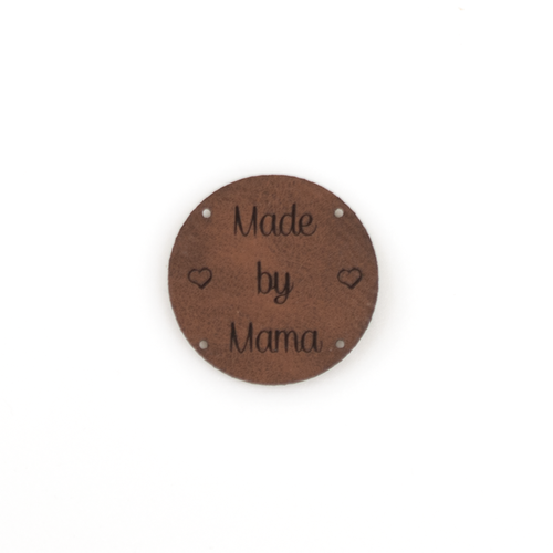 Leren label 'Made by Mama' rond 35mm - 2 stuks Bay Brown Marlaine Leren label 'Made by Mama' rond 35mm - 2 stuks Bay Brown