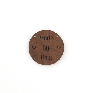 Leren label 'Made by Oma' rond 35mm - 2 stuks Bay Brown
