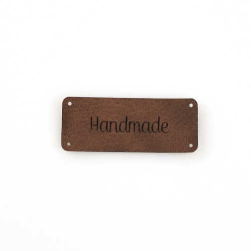 Leren label 'Handmade' 20x50mm - 3 stuks Marlaine Leren label 'Handmade' 20x50mm - 3 stuks